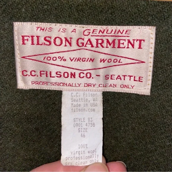 Filson Jacket Mens 46 Style 83 Vintage Double Mackinaw Cruiser Coat Wool USA